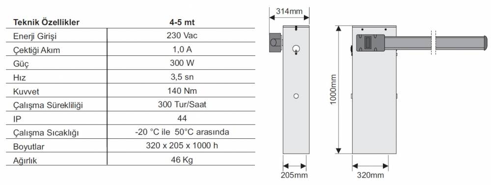 Nice Wide M Bariyer teknik özellikleri